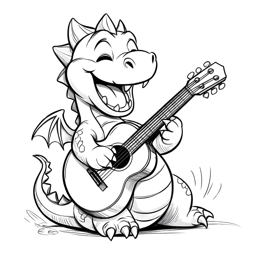 Dragon playing guitar